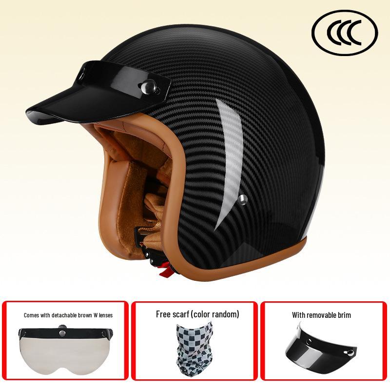 Retro 3C-Certified Unisex Motorcycle Helmet, All-Season 3/4 Design for Motorbike & Electric Bike