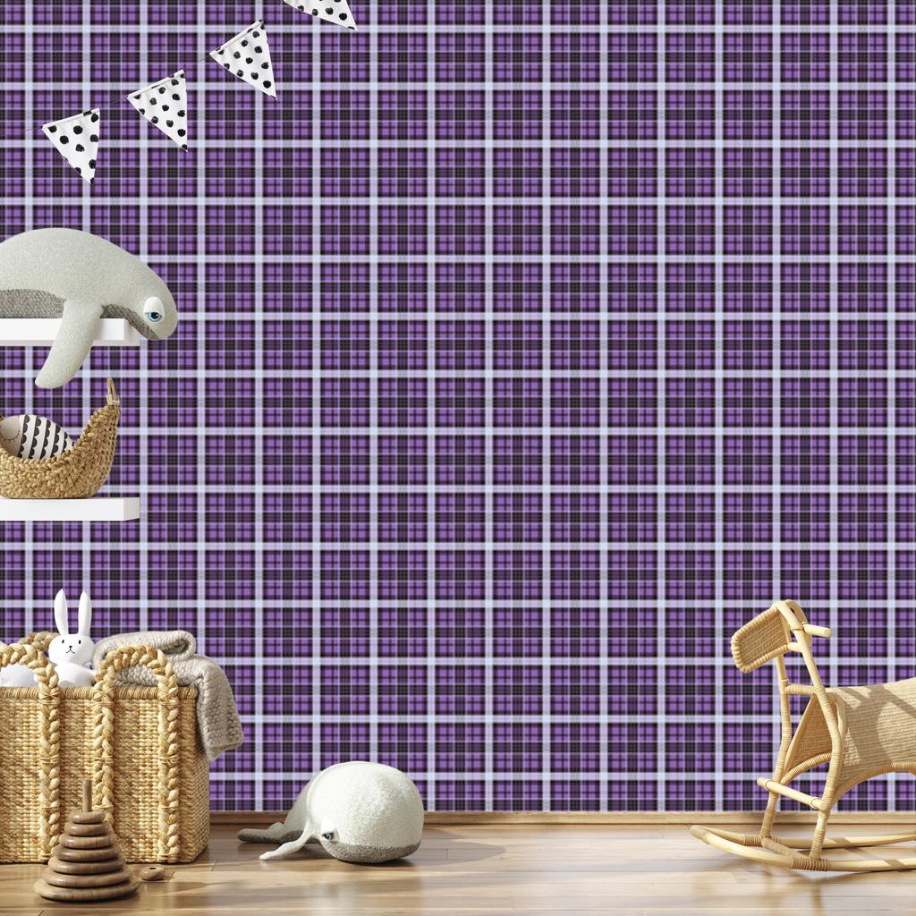 Purple and Plum Checkered Wallpaper for Living Room and Bedroom 50x1000