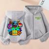Sudadera con capucha y cremallera impresa de Geometry Dash Ropa para niño y niña Tops casuales Chaqueta abrigo de manga larga Sudaderas con cremallera de dibujos animados para niños