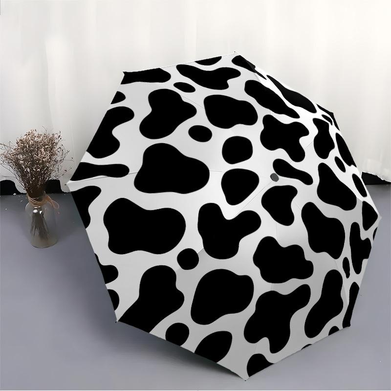 1pc Cow Print Automatic Folding Umbrella - 8-Rib Compact Travel Umbrella Durable & Portable for Outdoor Use, Perfect Gift120