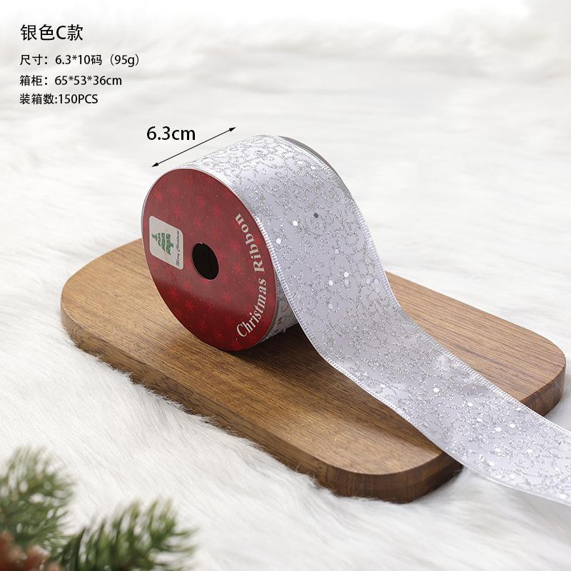 New Christmas Transparent Mesh Snowflake Ribbon Handmade Bowknot Props Gift Packaging Hanging Wall Hanging Interior Decoration