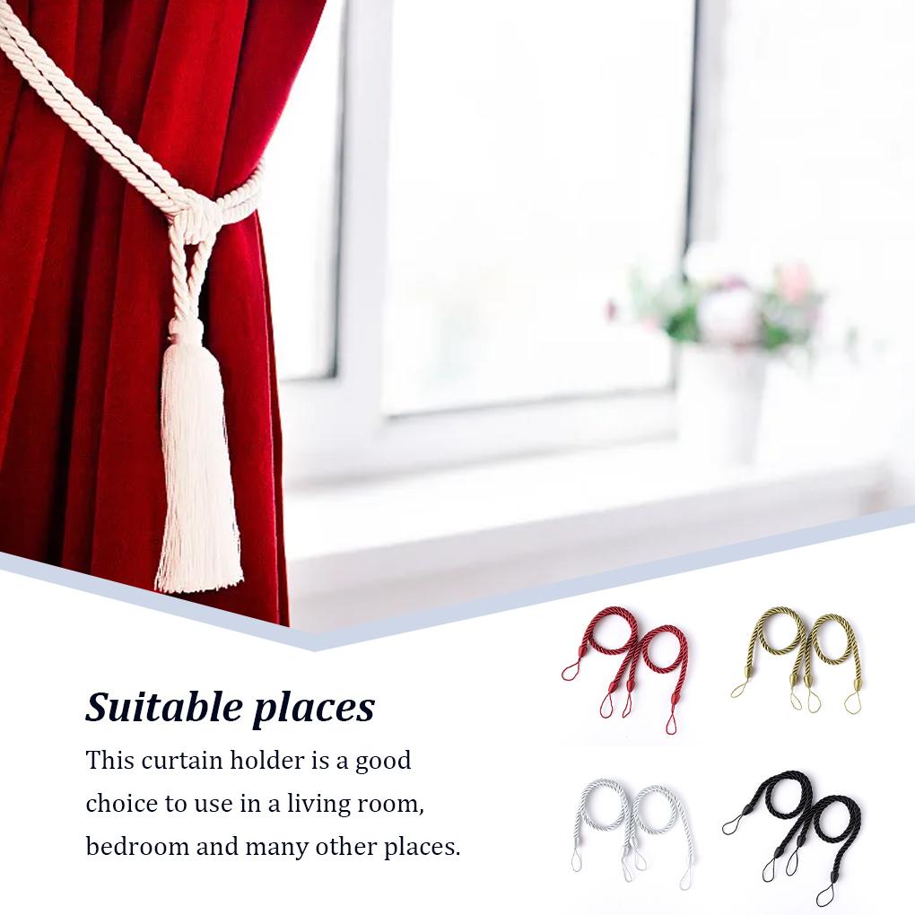 2 Pieces Home Hotel Polyester Curtain Holdback Living Room Bedroom Drape Tieback Decorative Holder Waved Rope Decor