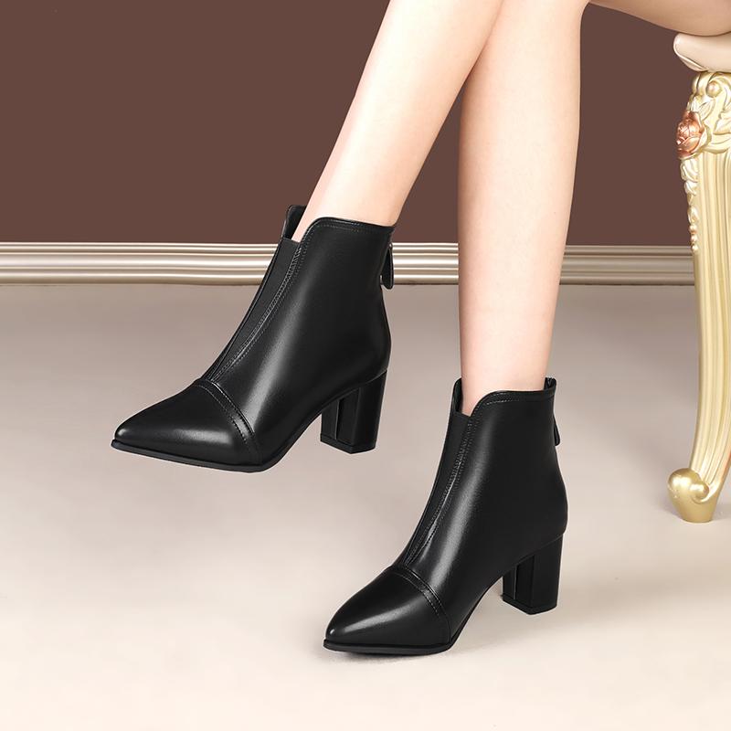Women's New European and American Fashion 100 Paired Slender and Elegant Fashion Boots with Pointed Head and Thick Heels