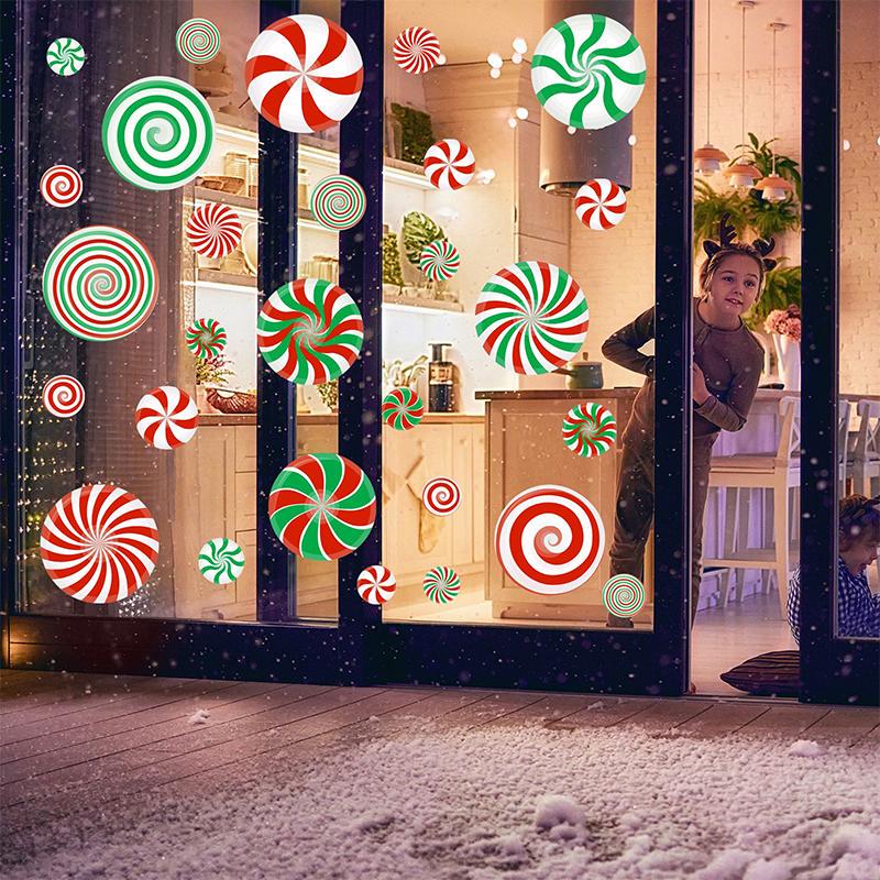 9 Sheets Christmas Colorful Window Glass Stickers Decorations Candy New