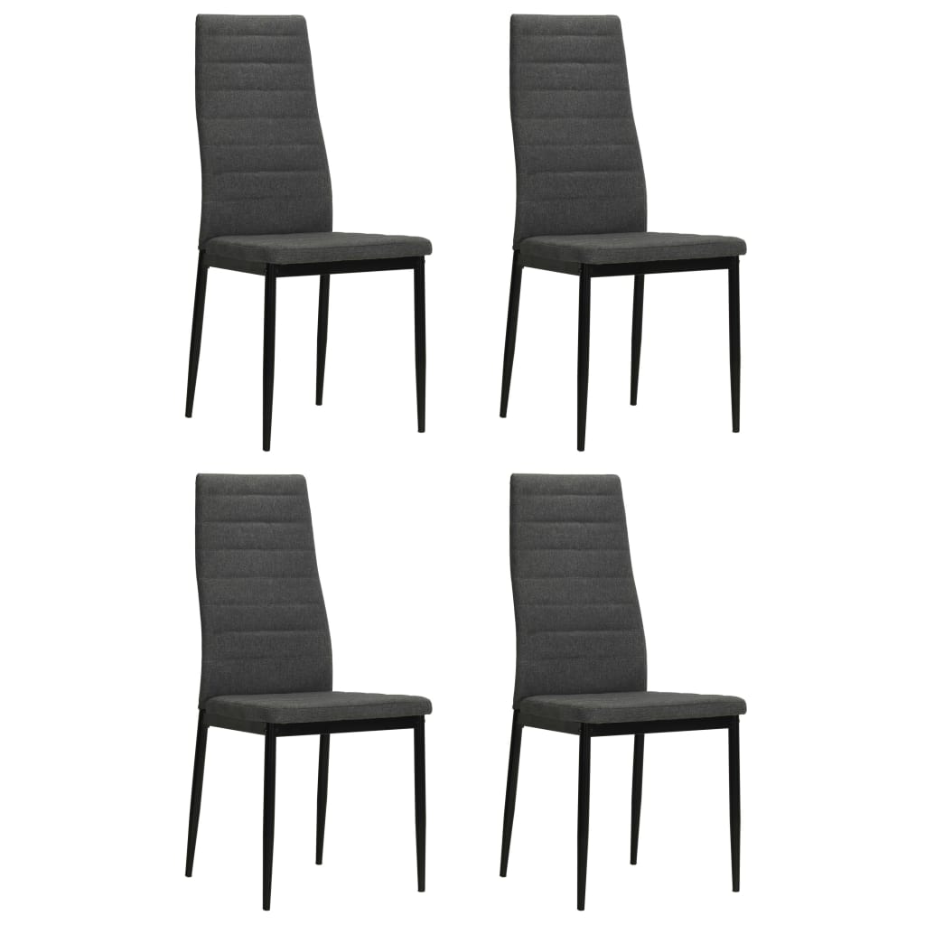 Dining Chairs 4 Pcs Gray Solid Rubberwood and Fabric