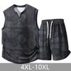 Grote Maten 4XL-10XL Mode Zomer Set 2 Delen Man Mouwloze T-shirts Casual Oversized Vest Zomer Short Sets