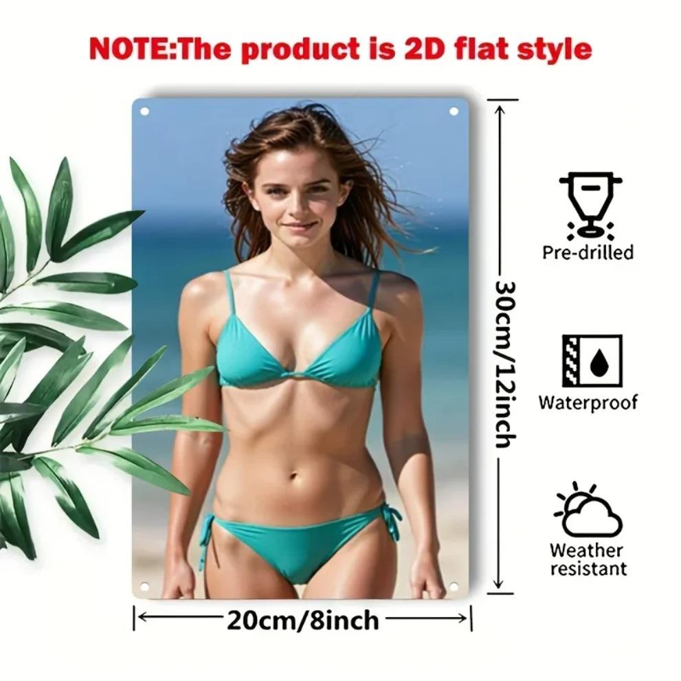 Turquoise Bikini Beach Wall Art Metal Sign Vintage Handcrafted Iron Decor for Home Bar Cafe Unique Christmas Gift