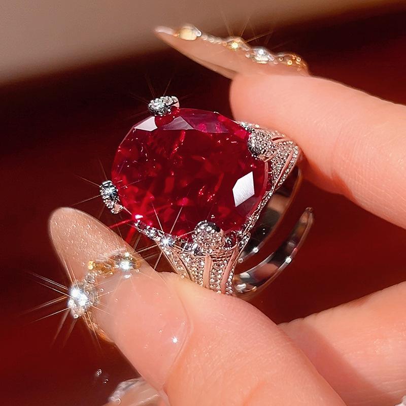 Accessories, Rings, Color Sapphire Blue, Red Corundum, Pink Diamonds Inlaid With High-End Women'S Goods