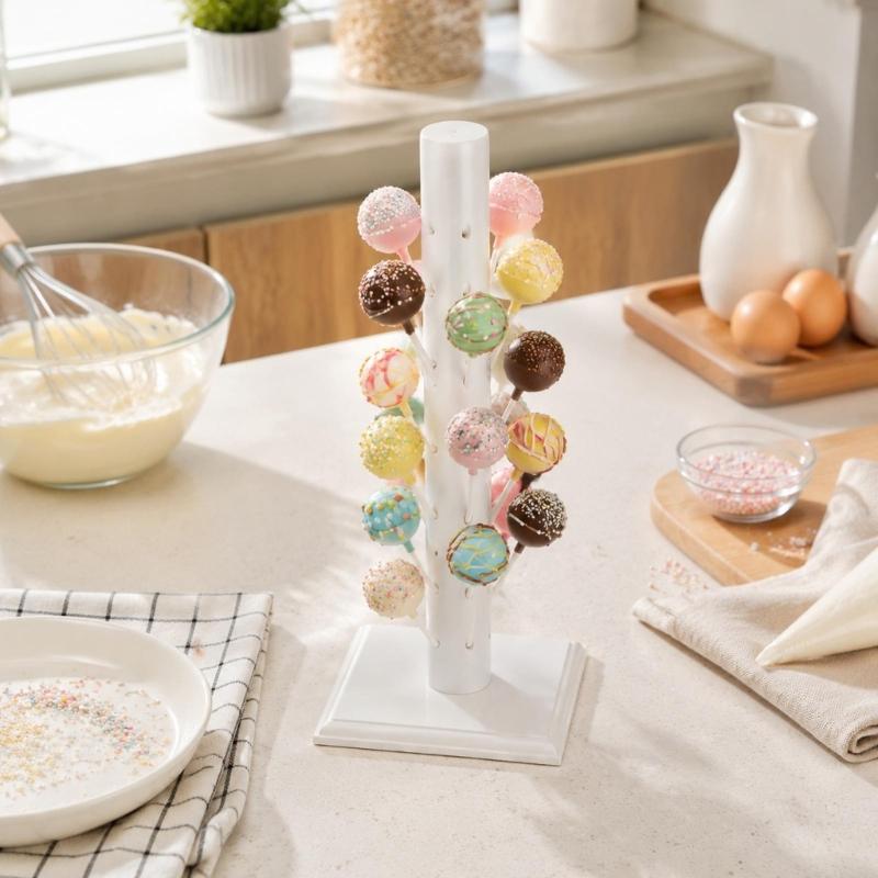 60-Hole Wooden Confection Display Stand Set, Two Screw-Fastened Displays for Positioning Stick-Mounted Candy in a Vertical Arrangement