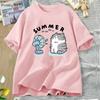 Summer Funny Cat and Fan Graphic T Shirts Women Men Short Sleeve T Shirt Harajuku Women's Clothing Female Streetwear Tops