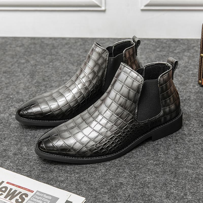 Fashion Fashion Men's British Style Slip-on Leather Boots Leather Chelsea Boots High Quality Handmade Business Casual Dress Ankle Shoes