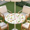 Copritavolo Rotondo da Esterno con Foro per Ombrellone Impermeabile Tovaglia per Tavolo da Patio Giardino Orlo Elastico Terrazzo Balcone