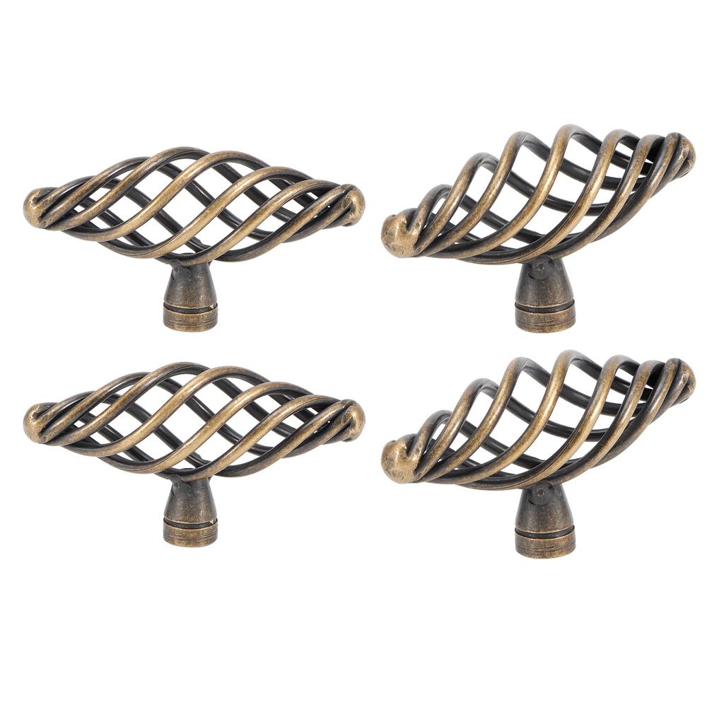 4Pcs Door Handle Antique Zinc Alloy Pull Knobs Closet Wardrobe Drawer Cabinet Hardware Accessory