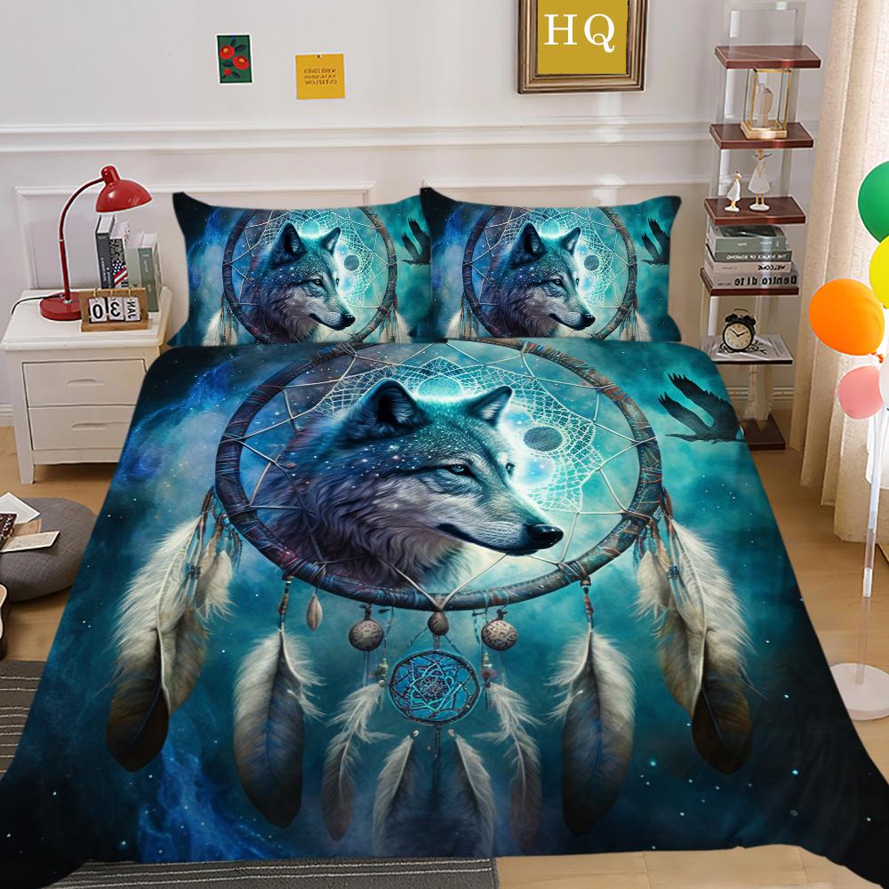 Zestaw poszewek na kołdrę z nadrukiem wilka Zestaw pościeli z mikrofibry w rozmiarze King Cover Boy Teen wysokiej jakości tekstylia domowe