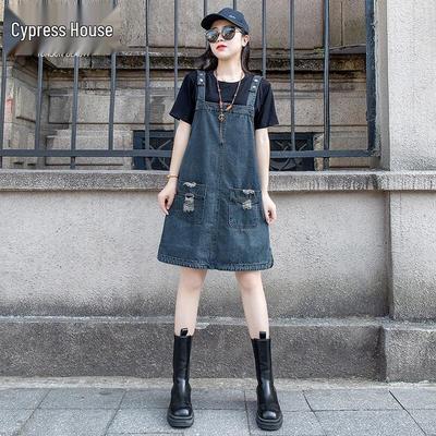 Women's Retro Denim Overalls Dress