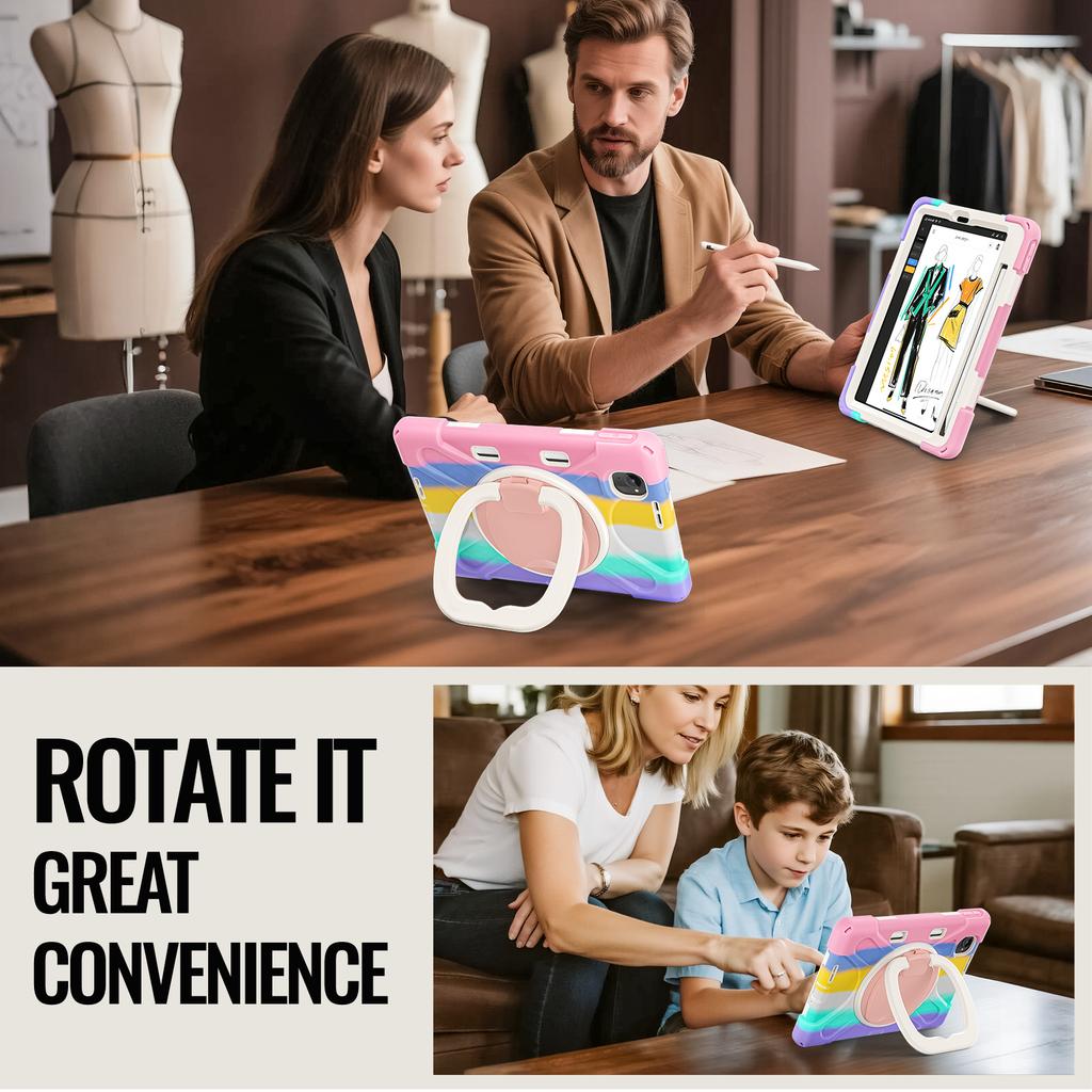 Hybrid Stand Case Universal for Xiaomi Pad Mini Redmi K Pad 2025 8.8 Inch Rotating Handle Grip Armor Cover with Shoulder Strap