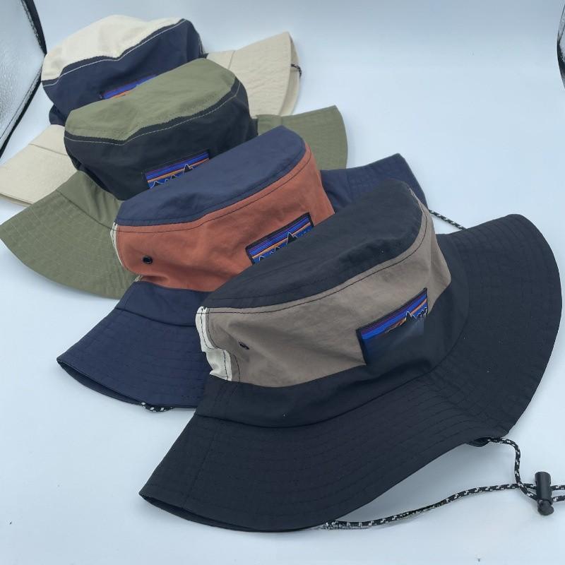 Blocked Color Hat Nylon Wide Brim Fisherman Sunscreen Hat For Casual Summer Wear