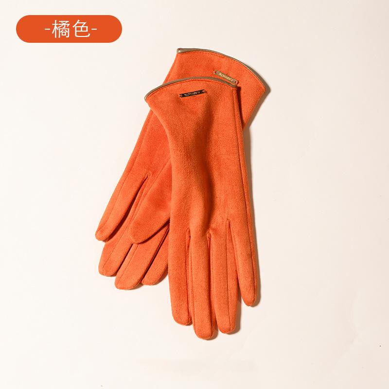 Japanese gloves women's velvet thickened driving suede warm and cold gloves winter