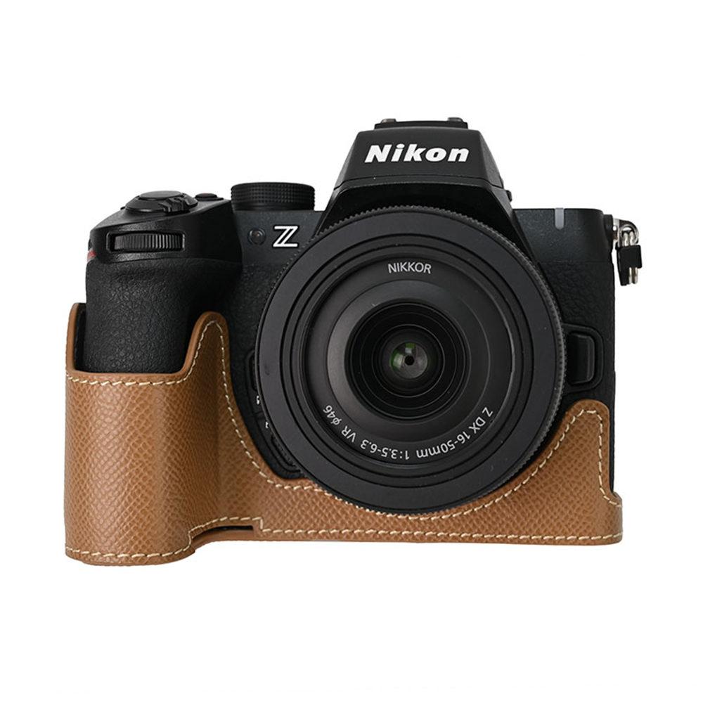 Z50II PU kůže s potiskem dlaně Poloviční pouzdro na fotoaparát pro Nikon Z50II Otevírání baterie Spodní kryt s popruhem na krk