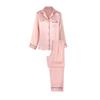 Set Pigiama in Seta da Donna tinta unita con revers manica lunga pantaloni basic comodo loungewear primavera