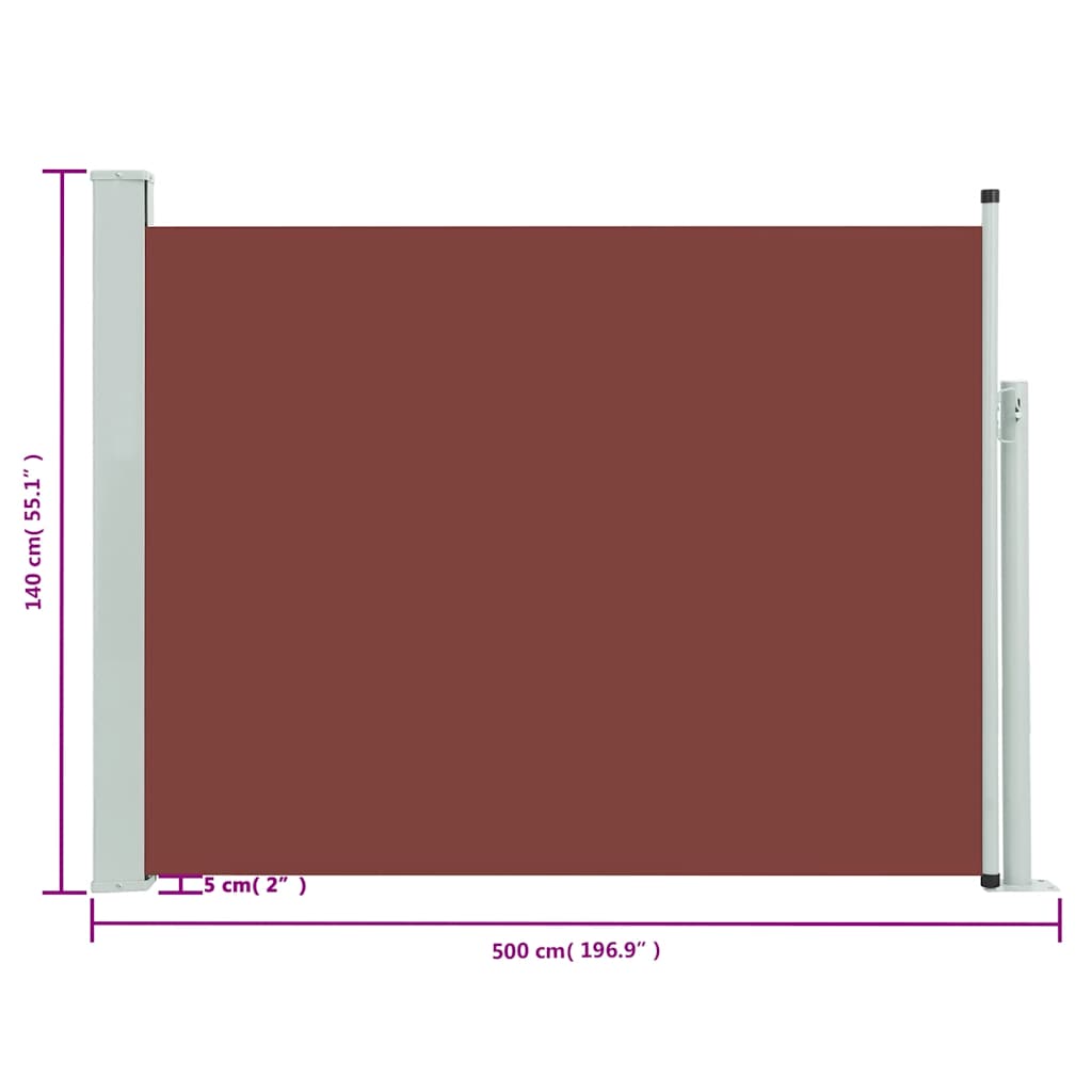 Retractable Side Awning 140*500 cm Brown