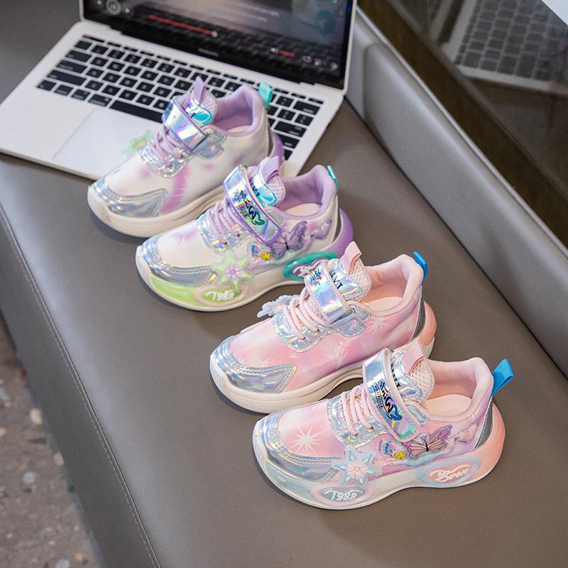Girls Sneakers Princess Style Non-slip Kids Running Shoes Thick Soft Sole 2025 Brand New Children Sport Shoes Colorful Butterfly