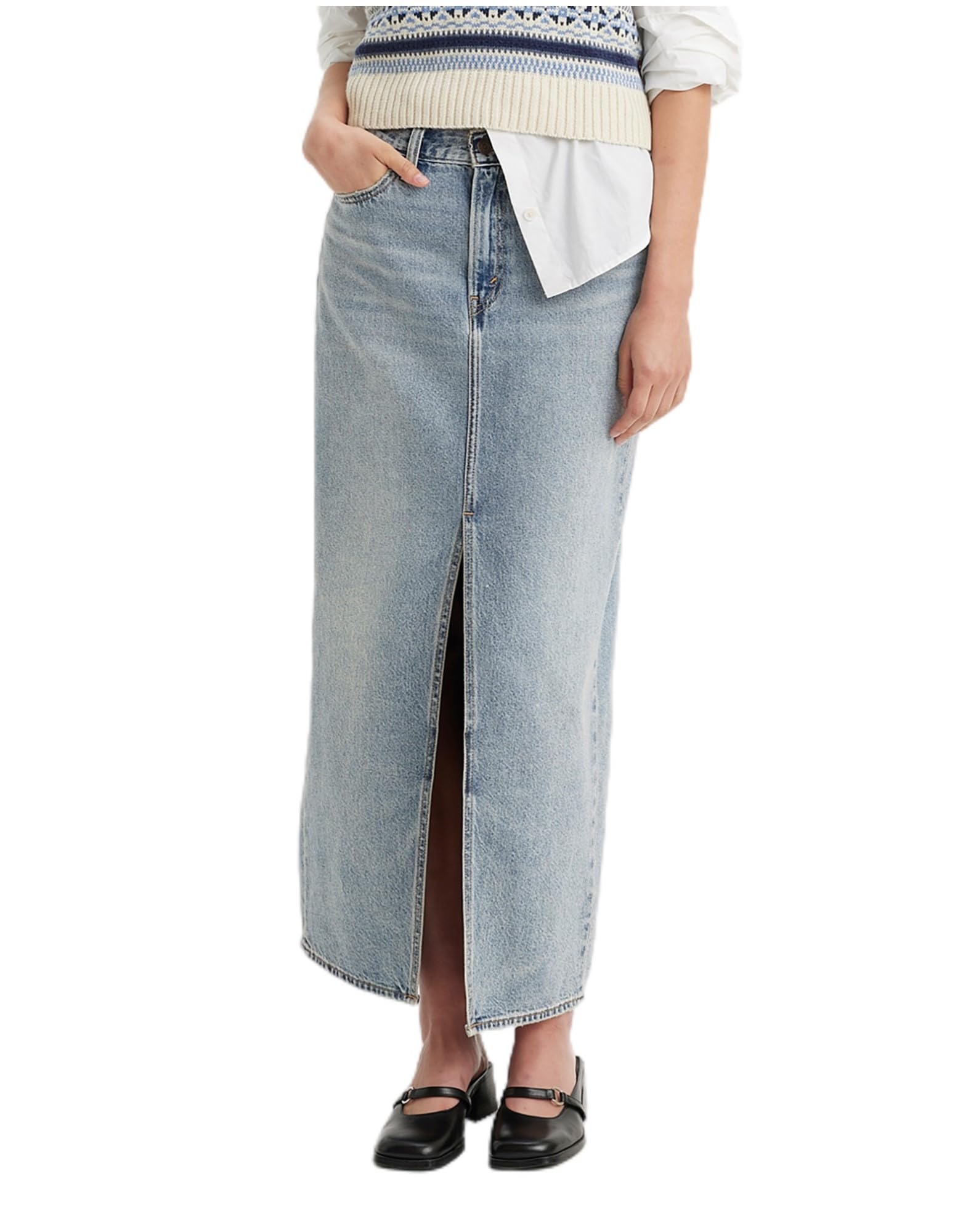 Levi s Denim Skirt ANKLE COLUMN SKIRT Maxi Skirt Women s A7512-0000 US W28