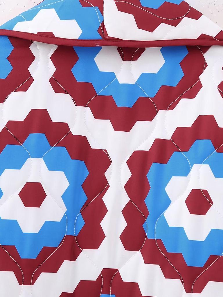 Jesienny damski płaszcz bawełniany patchworkowy z nadrukiem geometrycznym 2023