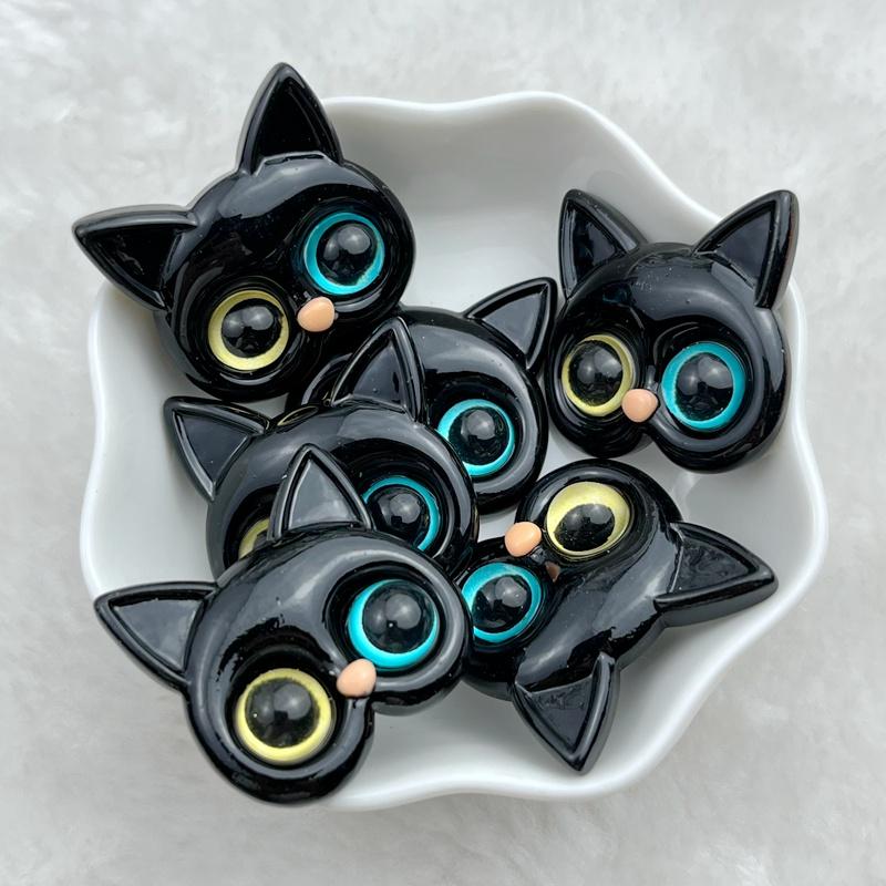 

5Pcs New Cute Resin Cat Head Animal Series Flat Back Fit Phone Deco Parts Embellishments For Hair Bows Accessories