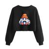 Women's Fashion Halloween Printed Navel-Exposed Long Sleeve Pullover Sweatshirt