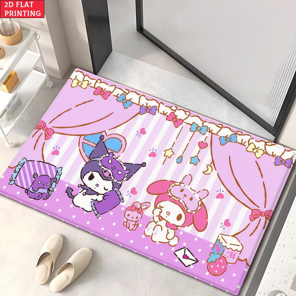 Kawaii Cute Magical Animal Doormat, 2D Print Non-slip Floor Mat,Pink Sweet Entrance Rug for Girls Bedroom Living Room Decor Gift