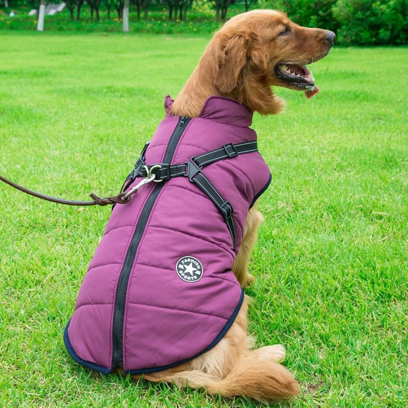 Warm Waterproof Dog Vest With Reflective Trim Large Breeds Winter