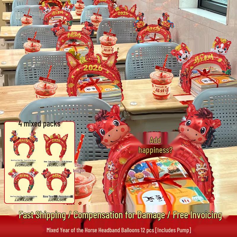 2026 Year of the Horse New Year s Headband Balloons - Classroom & Kindergarten Decoration