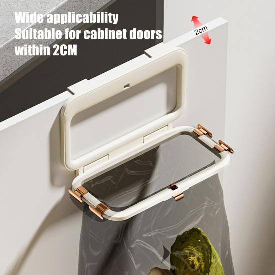 Garbage Bag Hanger Foldable Kitchen Trash Bag Holder Over Cabinet Door No-Drill Wall Mounted Large Capacity Waste Bag Rack