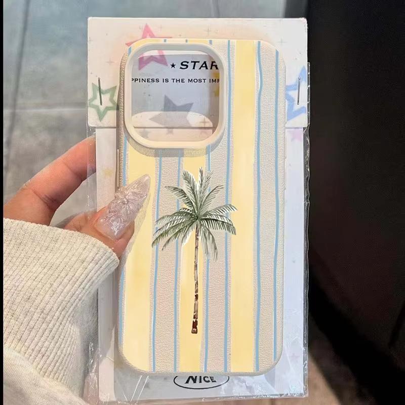 Coconut Tree Stripe Pattern Phone Case For iPhone 11 Cases for iPhone 17 13 15 14 12 16 Pro Max 16e XR XS X 17Air Soft Cover