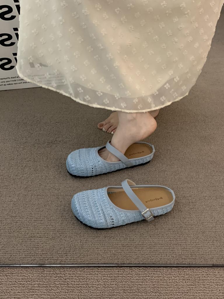 Weaving Gentle Evening Breeze Platform Bohemian Boken Shoes Women's Outer Wear Spring and Summer Vacation Mary Jane Semi-Tow Shoes