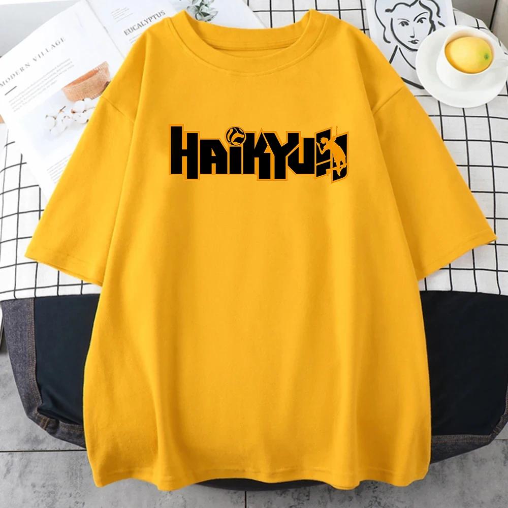 

2024 Аниме Haikyuu Unisexga Printed Unisex s New Short Sleeved Hip Hop Round Neck T Shirt Женская Милая Одежда в Японии 3XL