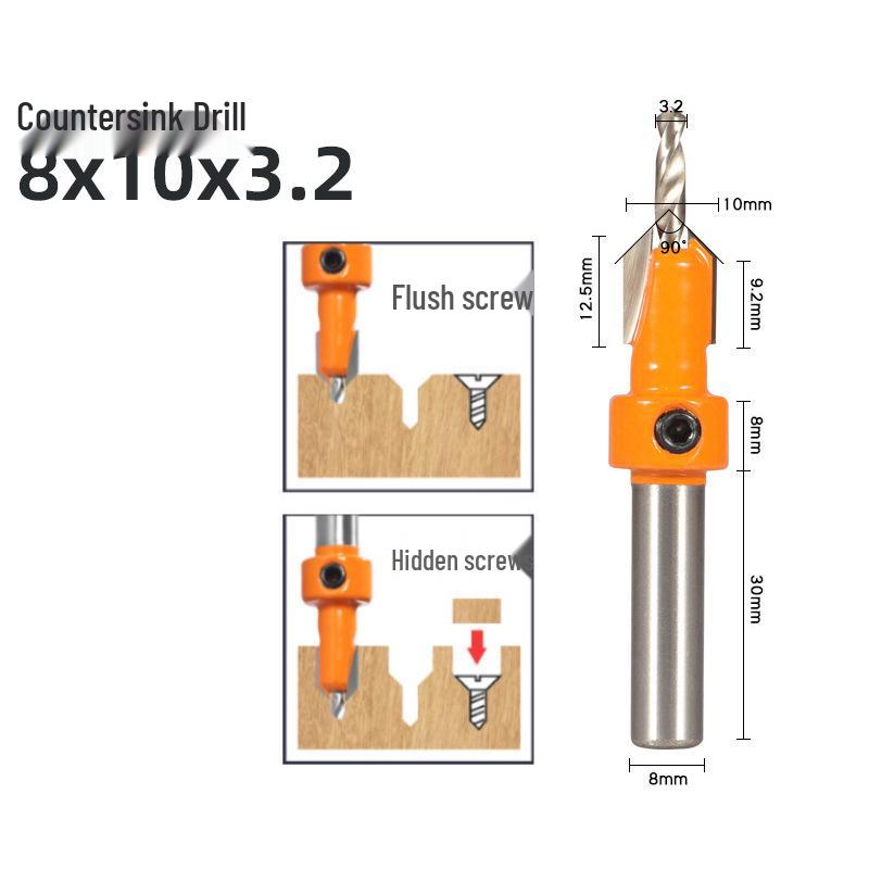 Woodworking Alloy Head Countersink & Step Drill for Self-Tapping Screws
