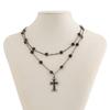 European and American sweet and cool short cross star collarbone choker dark gothic rhinestone tassel necklace for women
