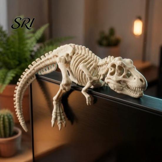 Dinosaur Ornament Funny Ornaments, Decorative Lying Figurine, 3D Cabinet Edge Decor Computer Monitor for Home Office Dino Decoration