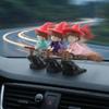 Cute Flying Girl Car Dashboard Ornament Mini Wizard  Figurine Funny Auto Interior Decor Desktop Collection Model Ornaments