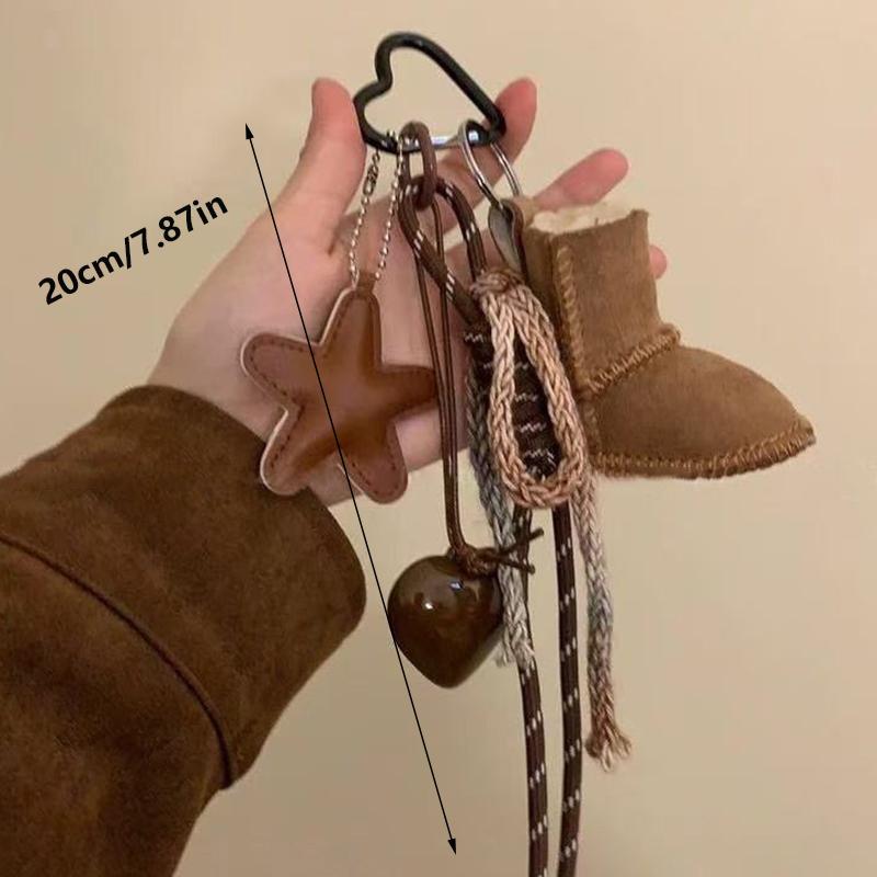 Yogodlns New PU Leather Starfish Snow Boots Bag Pendant Cute Decorative Handbag Hanging Fashion Braided Rope Bag Accessorie