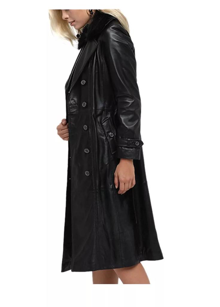 Stylish Long Coat Real Lambskin Leather Women Trench Coat Handmade Formal Casual