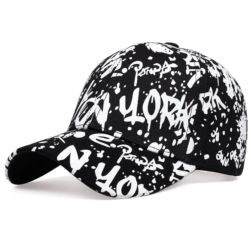 

Unisex Letter Graffiti Print Baseball Caps Spring Autumn Outdoor Adjustable Casual Hats Sunscreen Hat чорний