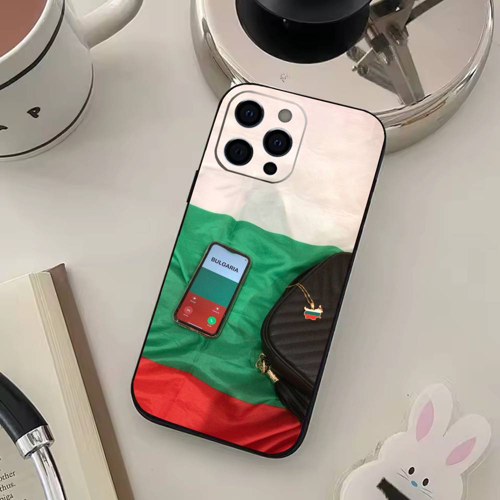 Bulgaria Flag Phone Case For iPhone 17,16,15,14,13,12,11 Plus,Pro Max,XS,Soft Black Cover