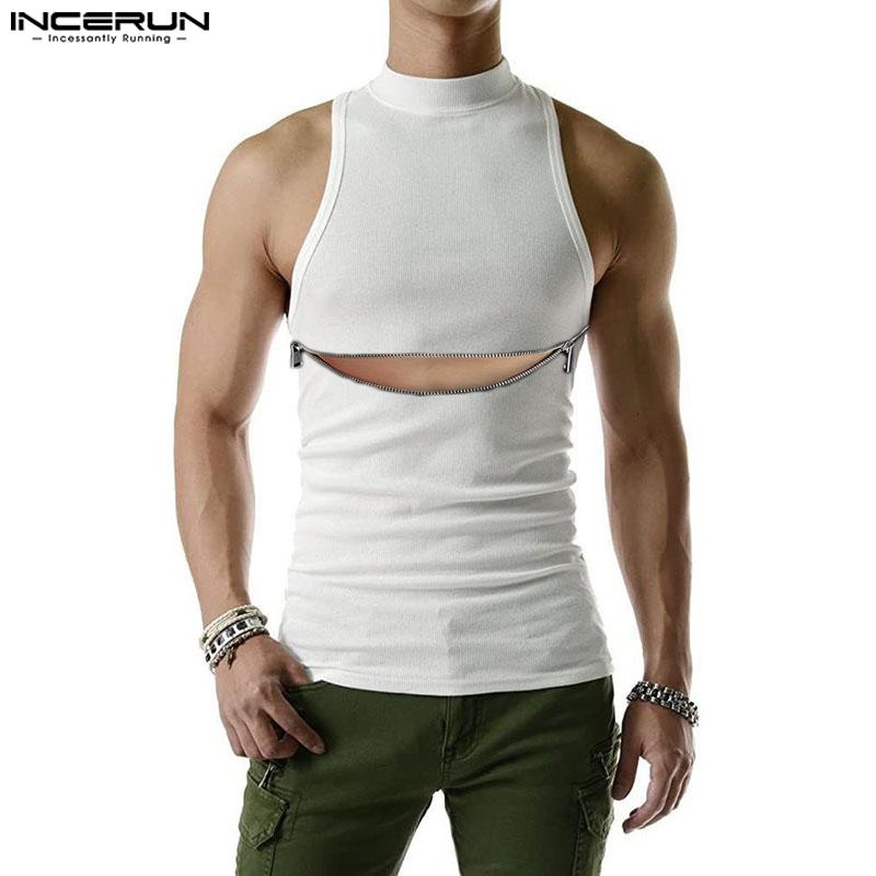 

INCERUN Мужская майка без рукавов на молнии для фитнеса