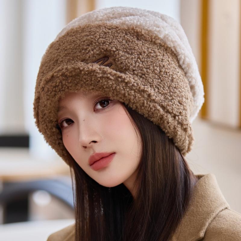 Hat Women's Autumn and Winter Lamb Fleece New Fleece Thickened Cycling Hat Cold-proof Windproof Ear Protector