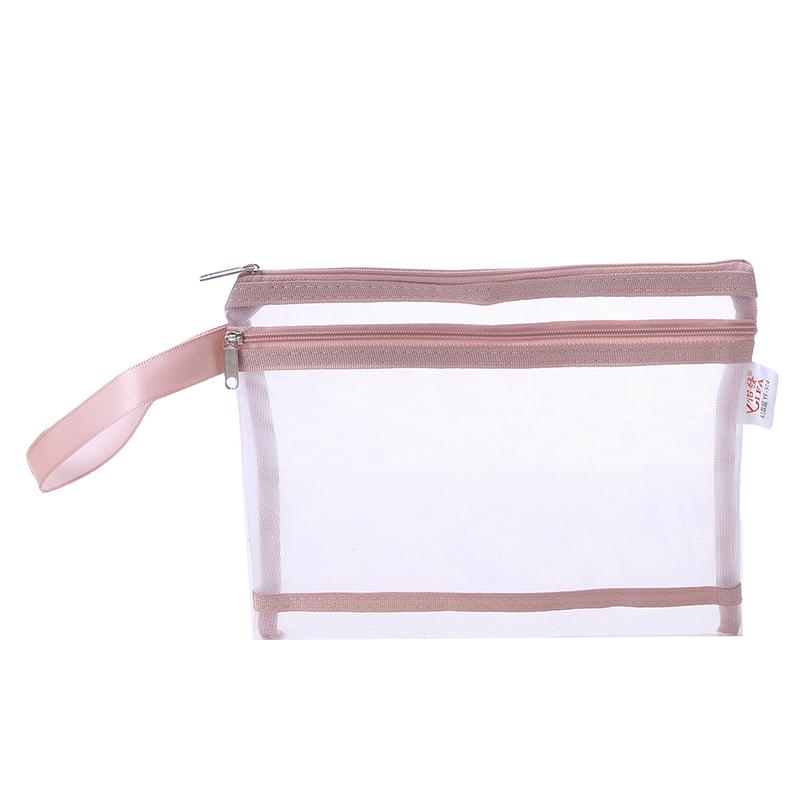 

Двухслойная сумка для хранения Двухслойный держатель для файлов формата А5 Сетчатый карман на молнии для школы, офиса, путешествий Сумка для хранения документов Папка для файлов розовый