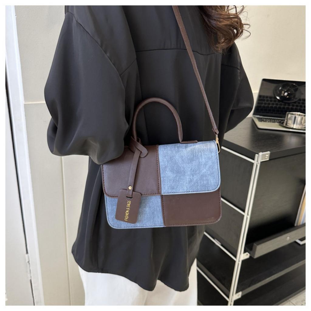 Small Square Bag with Niche Design Splicing and Contrasting Colors, Women's Daily Wear with Crossbody Bags and Fashionable Single Shoulder Bags