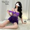 Large Size Sexy Lingerie Lace Butterfly Pajamas Loungewear Sexy Steel Tray Gathering Nightgown Women's Hot Uniform